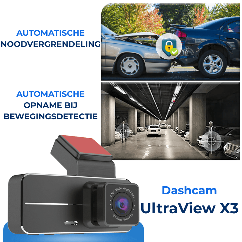 Dashcam UltraView X3 - 4K Dashcam met dubbele camera, mobiele app en G-Sensor